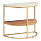 Piper Half Circle Marble Top and Gold Metal Side Table image number 0
