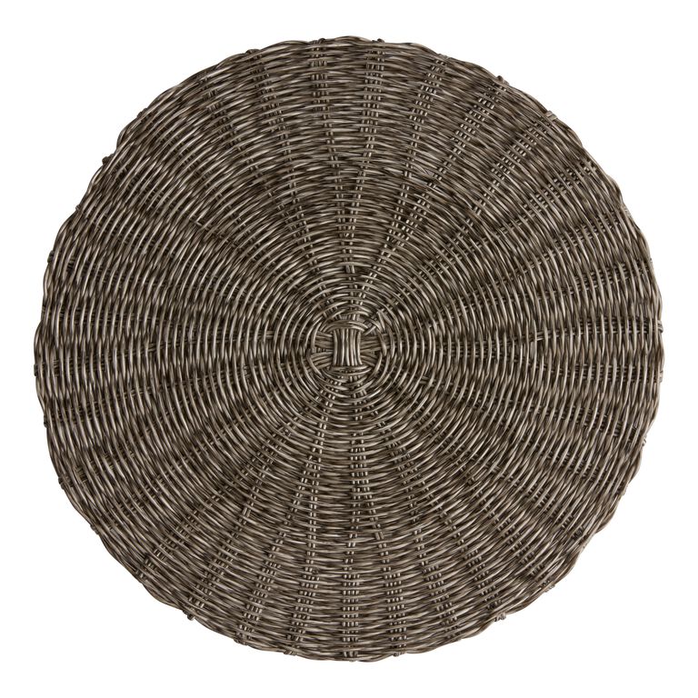 Round Gray Faux Rattan Wipe Off Placemat image number 1