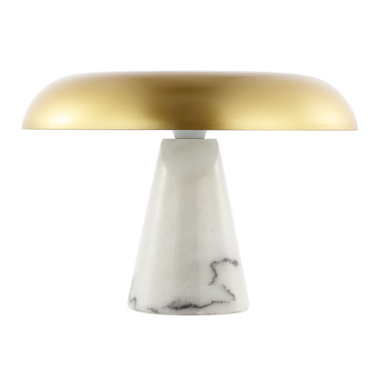 Bram Brass And White Marble Mushroom Table Lamp image number 1