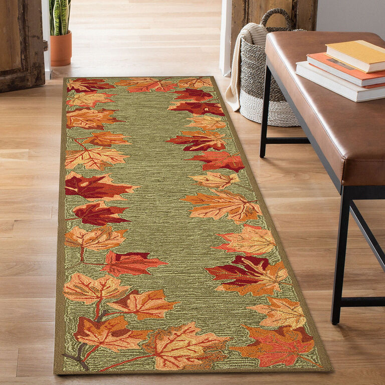 Fall Leaves Border Indoor Outdoor Rug image number 7