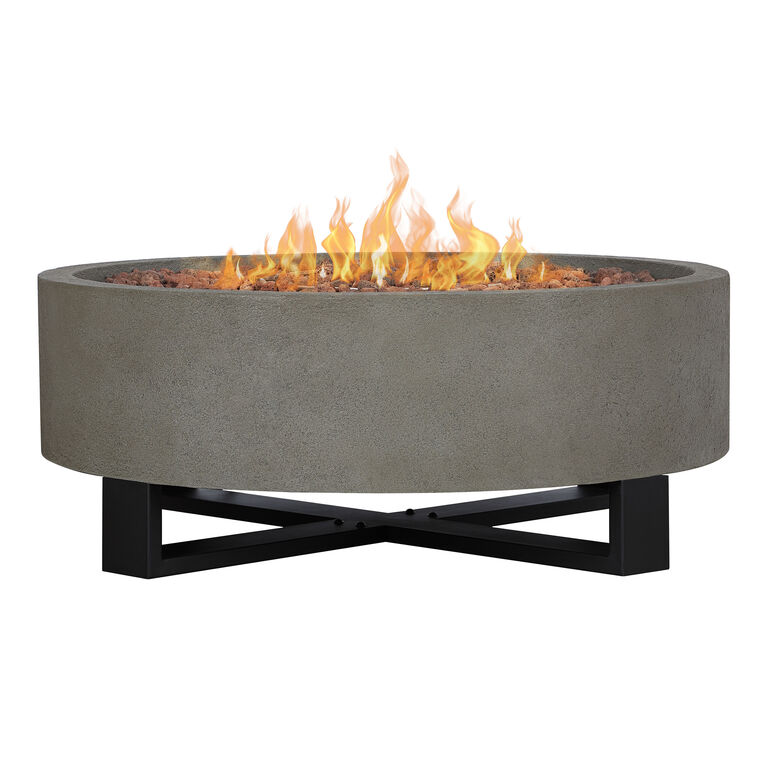 Caymen Round Glacier Gray Faux Stone Bowl Gas Fire Pit image number 1