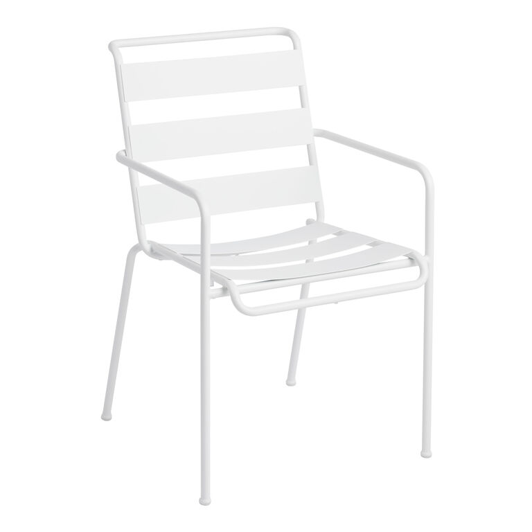 Monteria Steel Slat Outdoor Stacking Dining Armchair Set of 2 image number 1