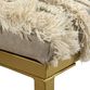 Gray Wool and Brass Upholstered Bench with Fringe image number 3