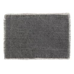 Soft Black Woven Placemats with Natural Fringe Set of 4