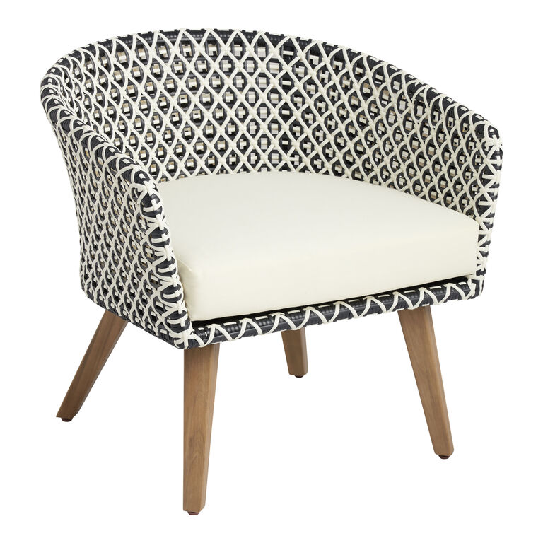 Calabria Black and White All Weather Wicker Outdoor Chair image number 1