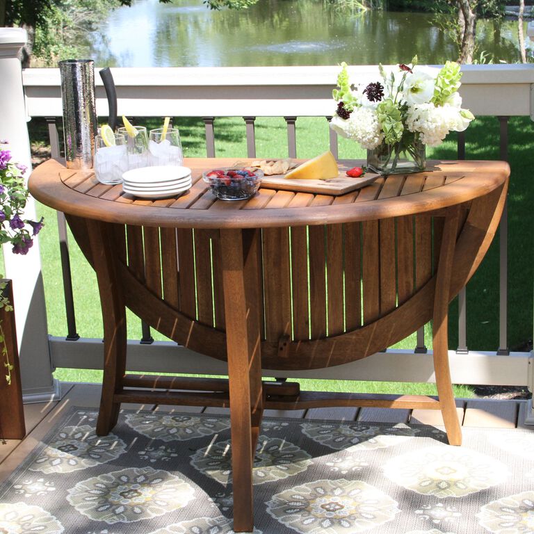 Danner Round Eucalyptus Wood Folding Outdoor Dining Table image number 5
