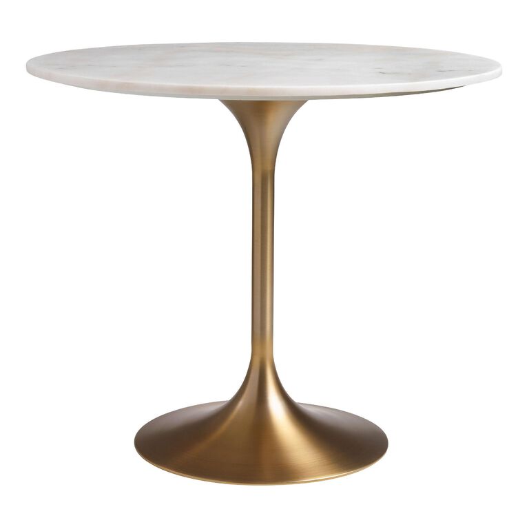 Leilani White Marble Top and Gold Tulip Dining Table image number 3