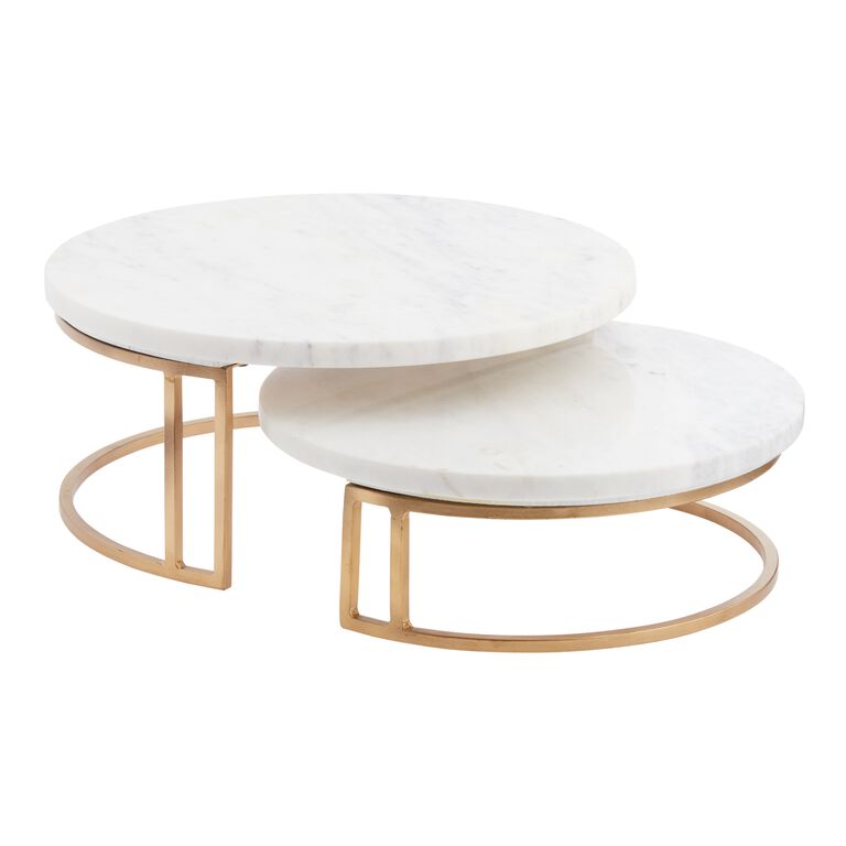 White Marble and Gold Metal Pedestal Stand image number 1