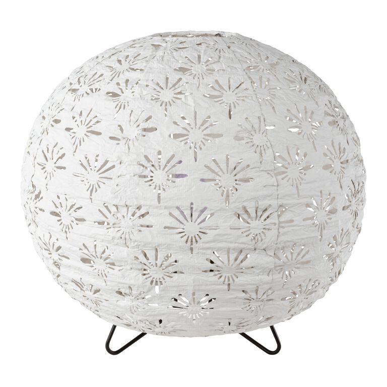 Neysa White Laser Cut Fabric Globe Accent Lamp image number 1