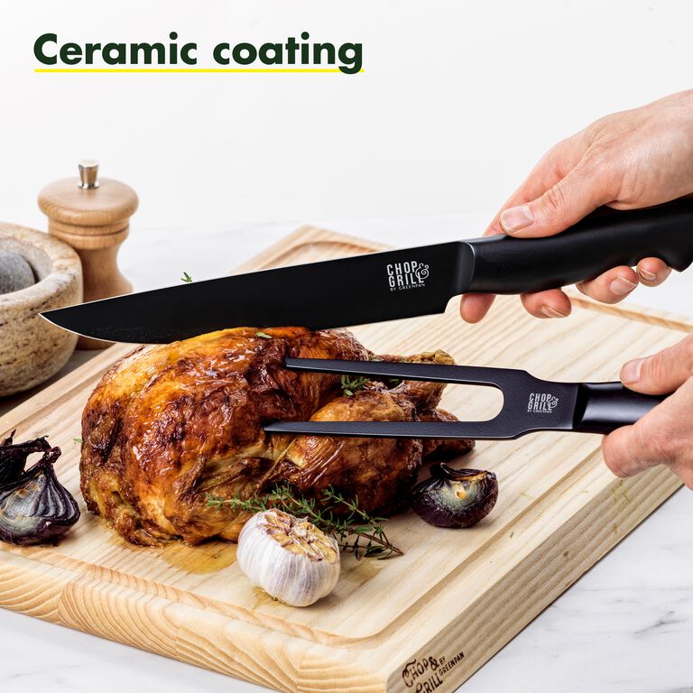 GreenPan Chop & Grill Carving Knife & Fork Set image number 5