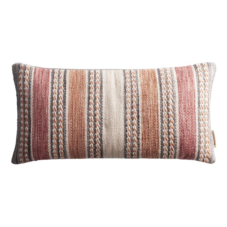 Striped Spice Indoor Outdoor Lumbar Pillow image number 1