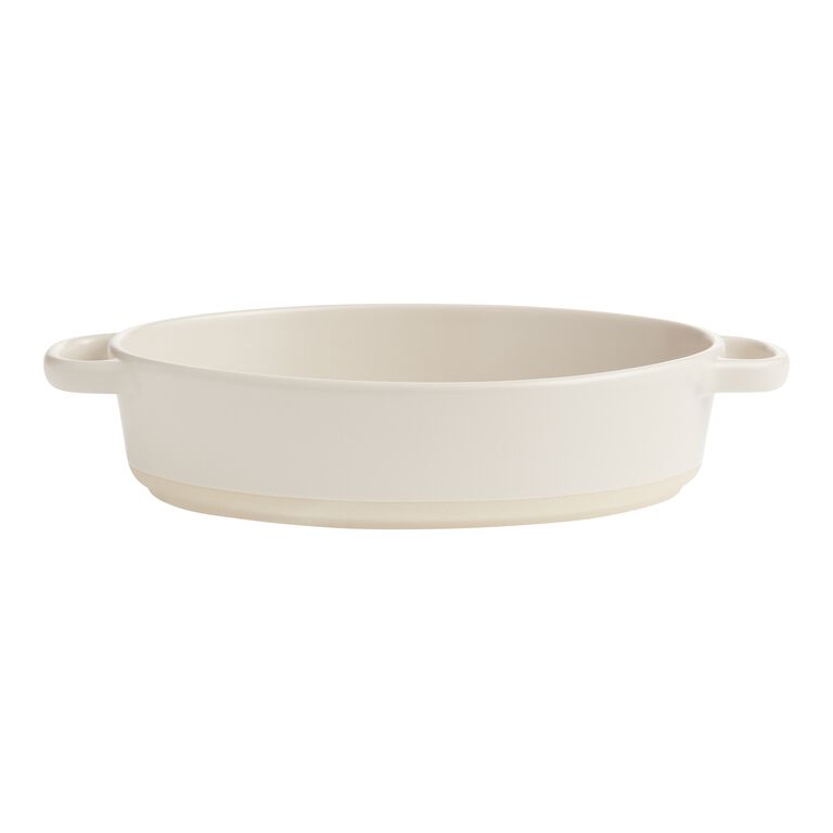 Oval Greige Ceramic Baking Dish image number 1
