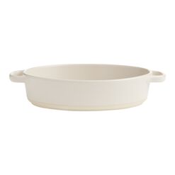 Oval Greige Ceramic Baking Dish