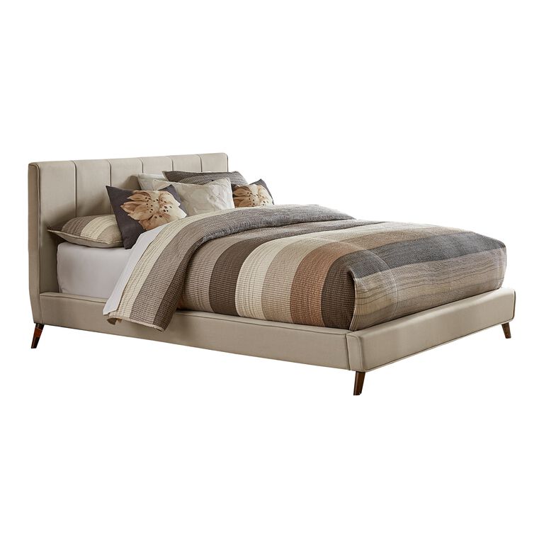 Dunnigan Natural Tufted Upholstered Platform Bed image number 1