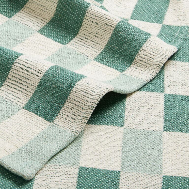 Ivory Checkered Throw Blanket image number 4