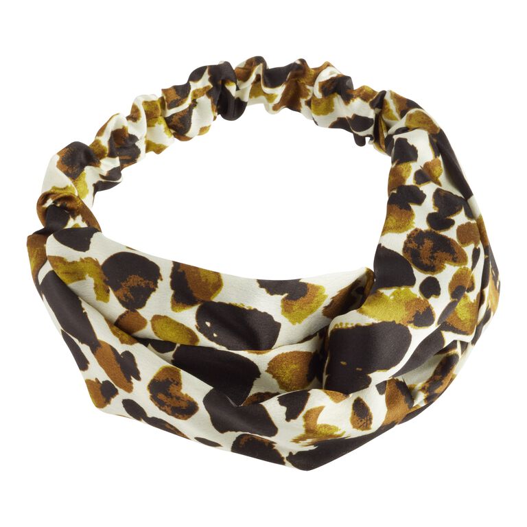 Ivory And Green Abstract Spot Knotted Headband image number 1