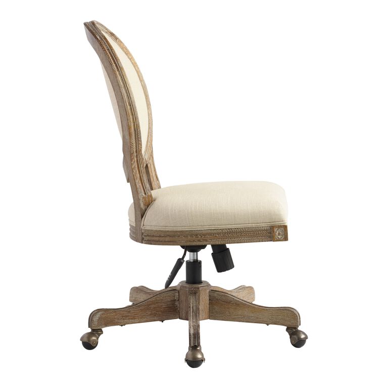 Paige Natural Linen Round Back Office Chair image number 4