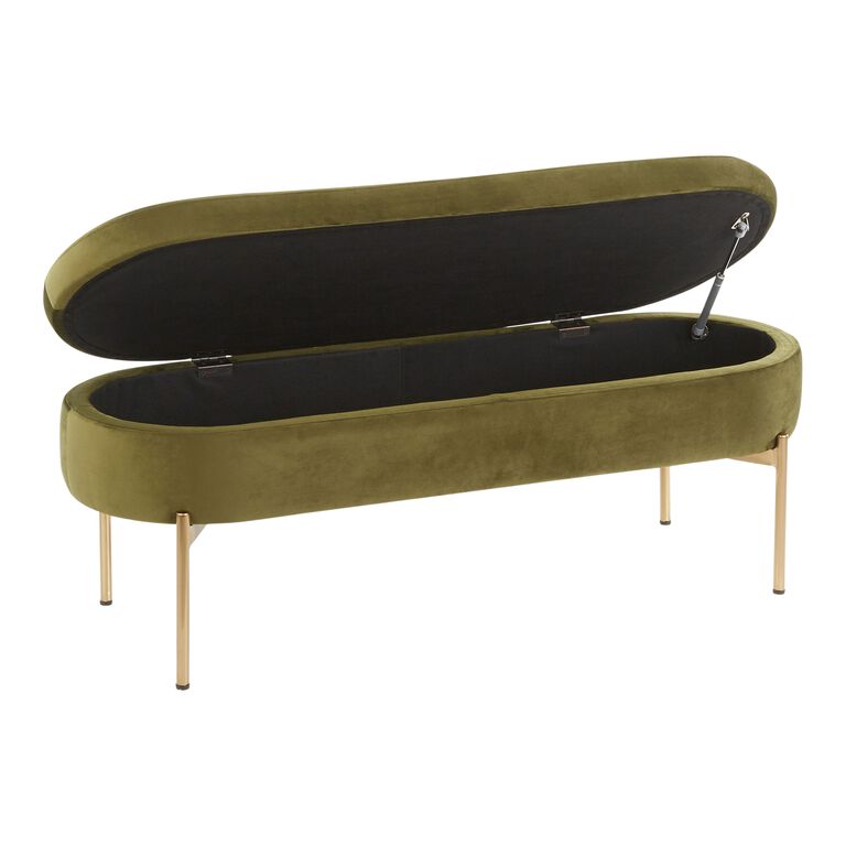 Maren Velvet Upholstered Storage Bench image number 3