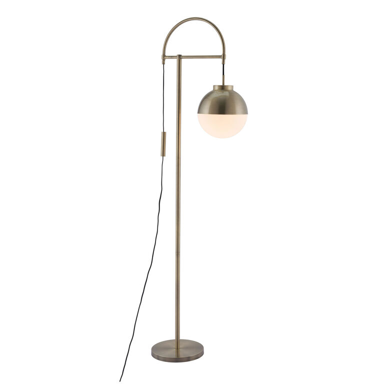 Lowell Brushed Brass and Frosted Glass Floor Lamp image number 1