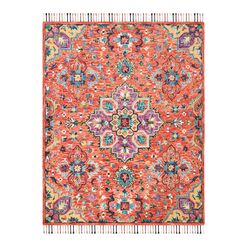 Layla Red And Gold Floral Wool Area Rug