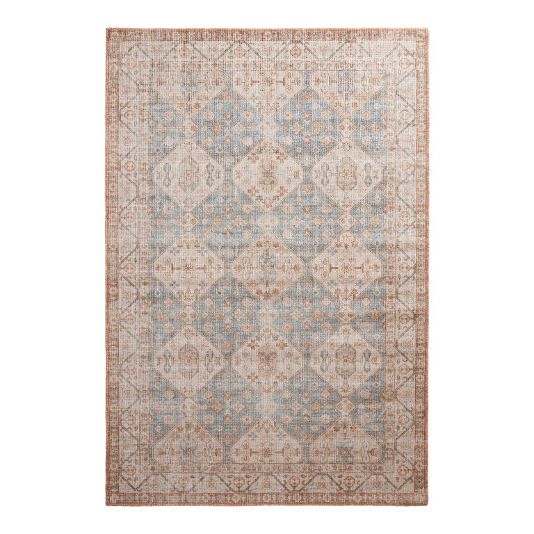 Maleena Blue Traditional Style Cotton and Viscose Area Rug image number 1