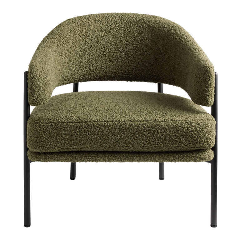 Rylan Moss Green Faux Sherpa Curved Back Chair image number 3