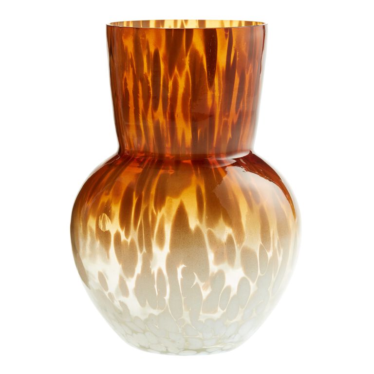 Amber And White Bulb Confetti Glass Vase image number 1