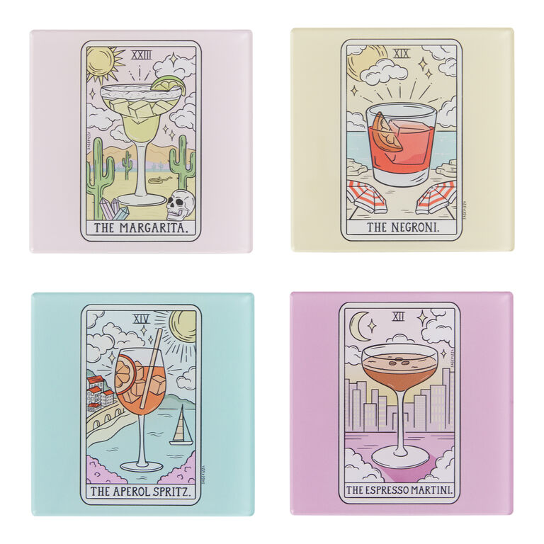Acrylic Tarot Cocktail Coasters 4 Pack image number 1