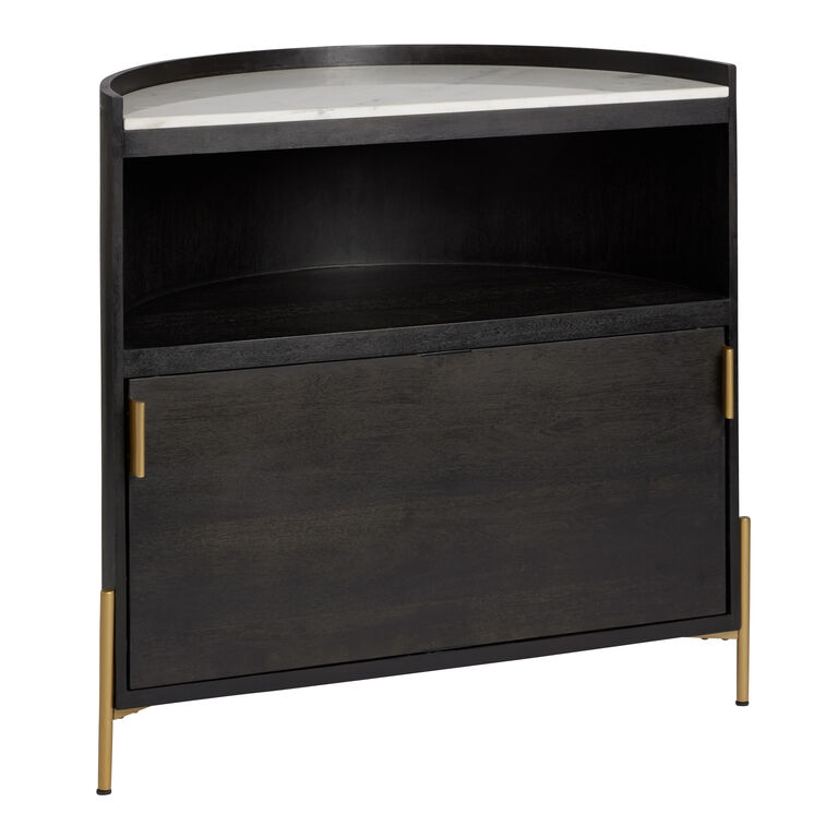 Gianni Half Circle Wood and Marble Top Bar Cabinet image number 1
