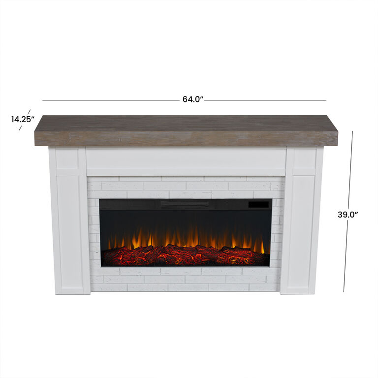 Northfort White Faux Brick and Wood Electric Fireplace Mantel image number 7