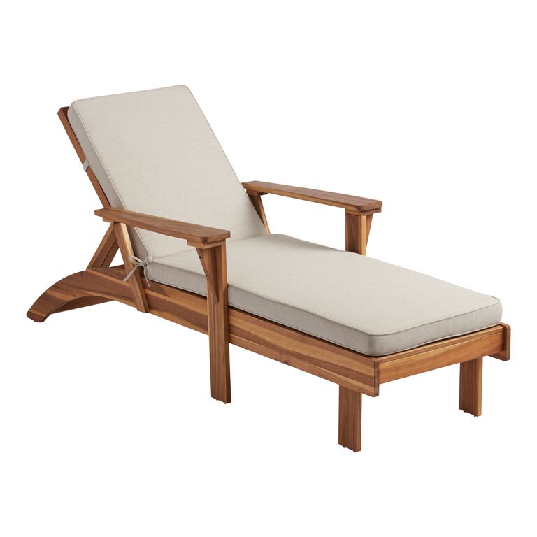 Kapari Natural Wood Outdoor Chaise Lounge with Cushion image number 1