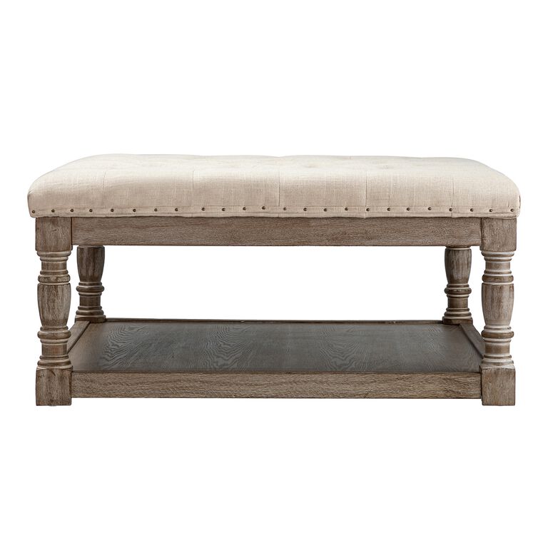 Danby Square Ivory Tufted Upholstered Ottoman image number 3