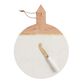 White Marble and Wood Cheese Serving Board and Knife Set image number 0