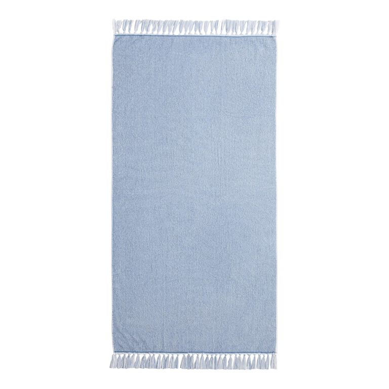 Azure Blue And White Marled Bath Towel image number 3