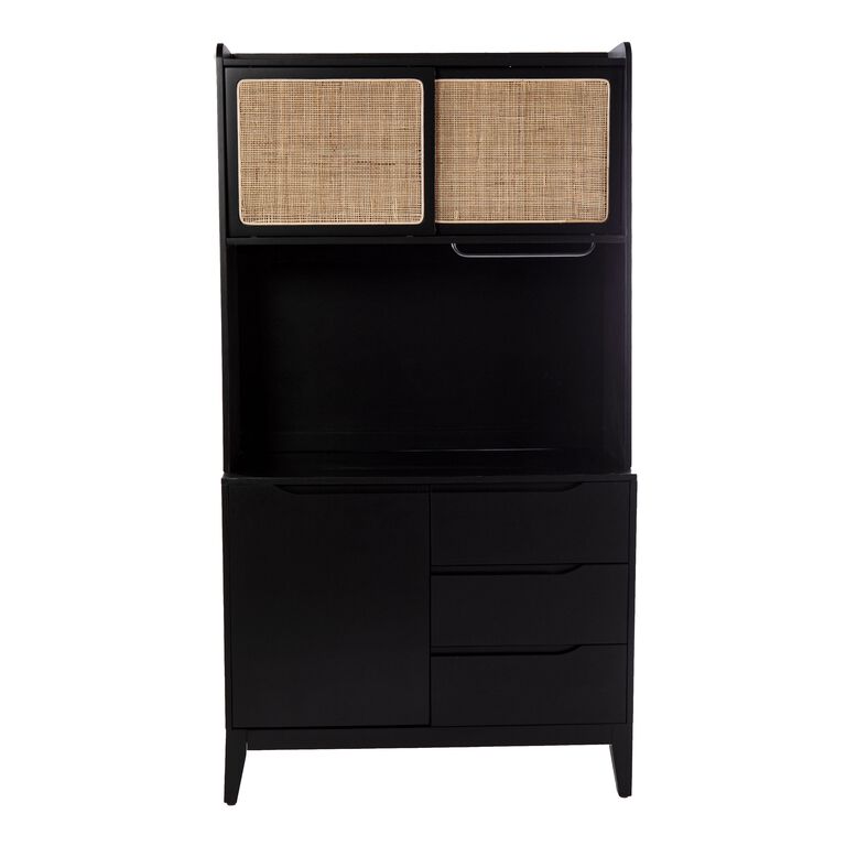 Marc Tall Espresso Wood and Natural Rattan Buffet image number 3