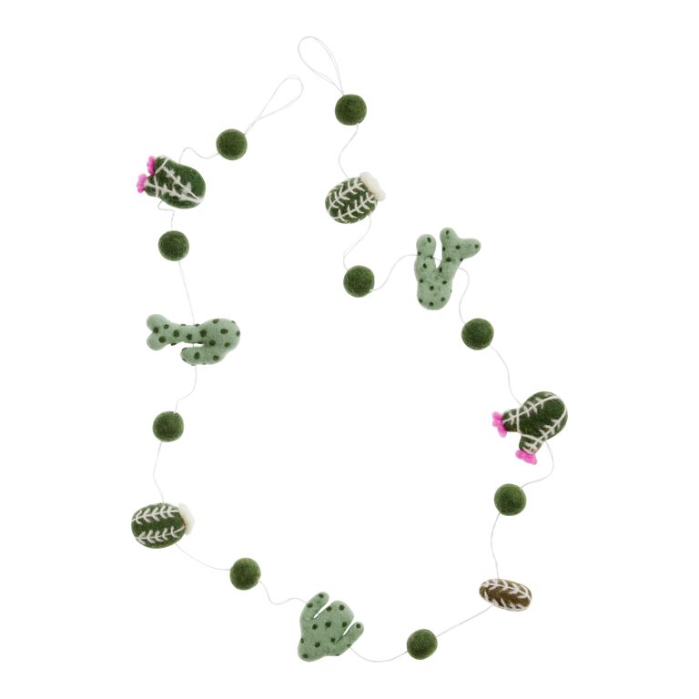 Felted Wool Cactus Garland image number 1