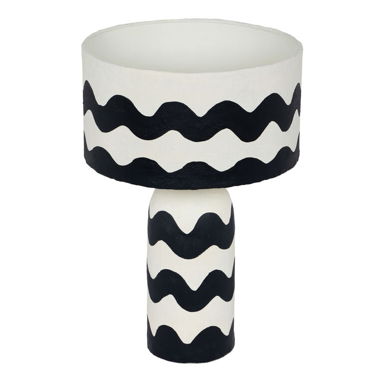Doric Black and White Wavy Zigzag Stripe Table Lamp image number 3