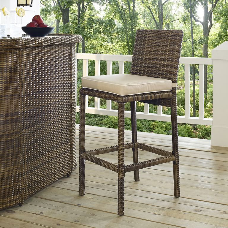 Jace Brown All Weather Wicker Outdoor Barstool Set Of 2 image number 3