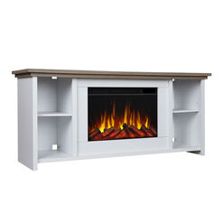 Avalan White Wood Electric Fireplace Media Stand