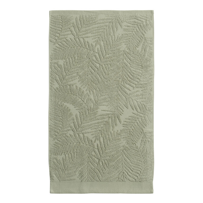 Sage Green Sculpted Palm Leaf Hand Towel image number 3