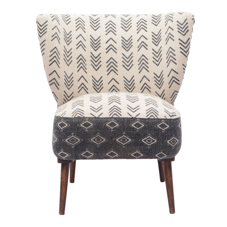 Evins Black And Cream Chevron Diamond Upholstered Chair image number 3