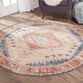 Round Ivory and Red Distressed Jute Blend Beso Area Rug image number 3