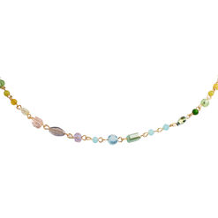 Gold Rainbow Pastel Glass Beaded Necklace