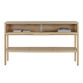 Leith Pine Wood and Rattan Cane Console Table with Shelf image number 2