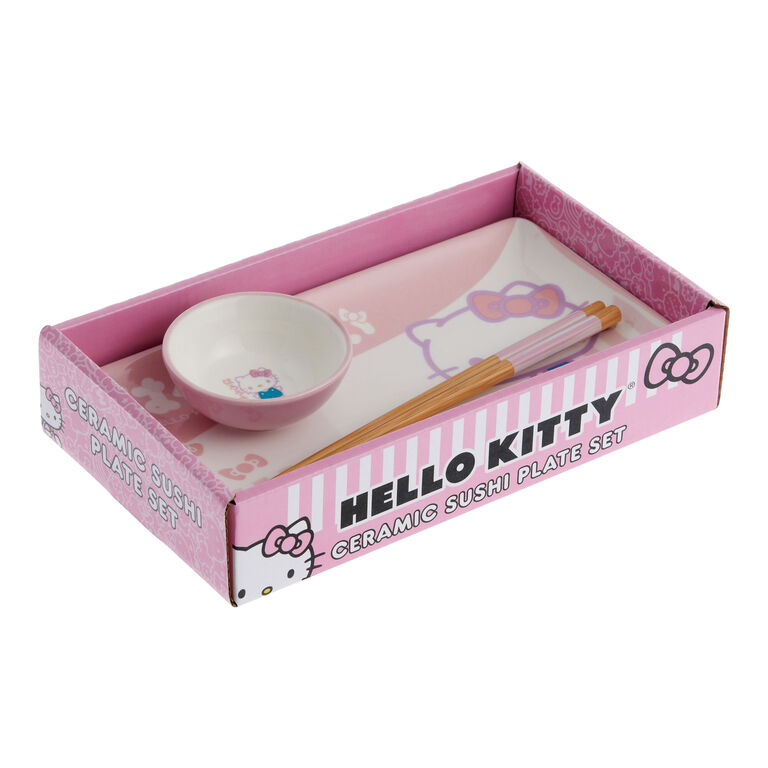 Hello Kitty Pink Ceramic 3 Piece Sushi Set image number 3