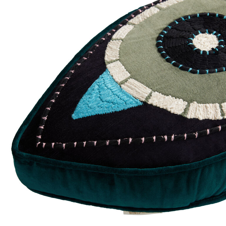 Teal and Black Evil Eye Gusseted Throw Pillow image number 3