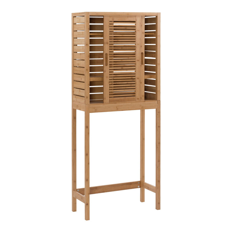 Sven Tall Natural Bamboo Bathroom Space Saver Cabinet image number 1