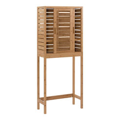 Sven Tall Natural Bamboo Bathroom Space Saver Cabinet