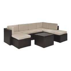 Pinamar Espresso and Sand All Weather 8 Pc Outdoor Sectional