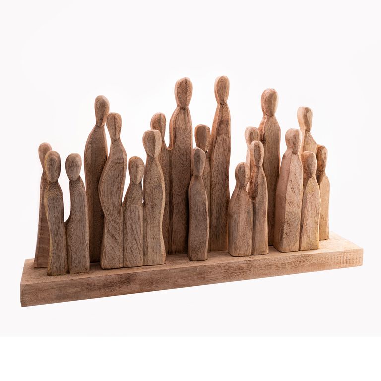 Carved Mango Wood Group of Figures Decor image number 1